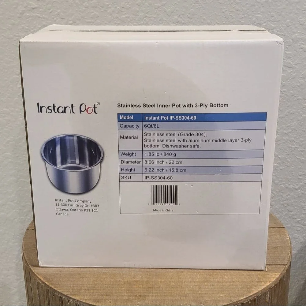 New Instant Pot 6 Qt Stainless Steel Inner Pot with 3-Ply Bottom IP-SS304-60